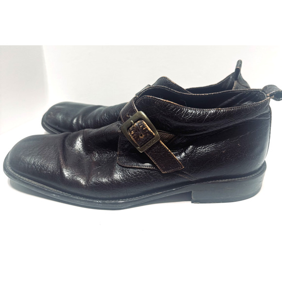 David & Joan Vintage Handmade Brown Leather Loafers Italy Monk Strap Mens 9.5 main image 8